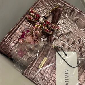 NWT 2-PIECE BRAHMIN CAMI MELLOW ROSE PURSE CREDIT CARD WALLET SET